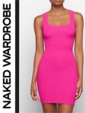 Naked Wardrobe 🩷 Pink Bodycon snatched ribbed mini tank  Dress